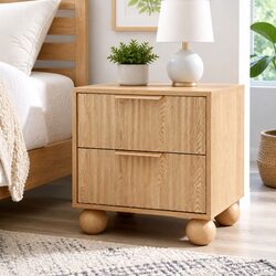 Functional Bedside Table with Two Drawers in Pine Finish
