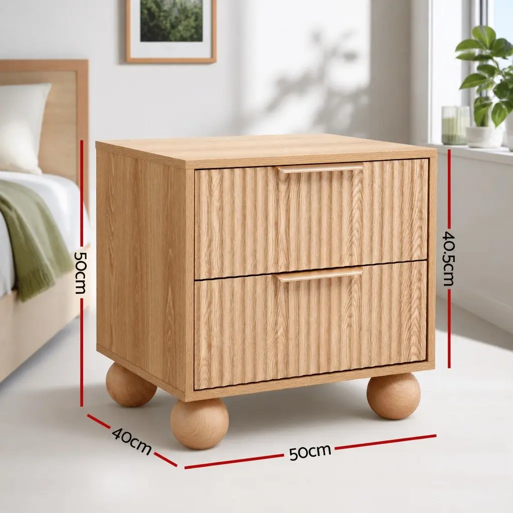 Bedside Table with Two Drawers in Pine Finish