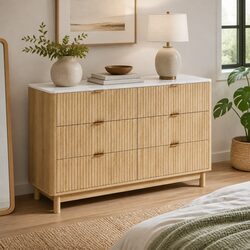 6 Drawer Chest: Pine Wooden Storage Dresser