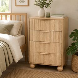 4 Drawer Storage Chest Tallboy Dresser in Pine