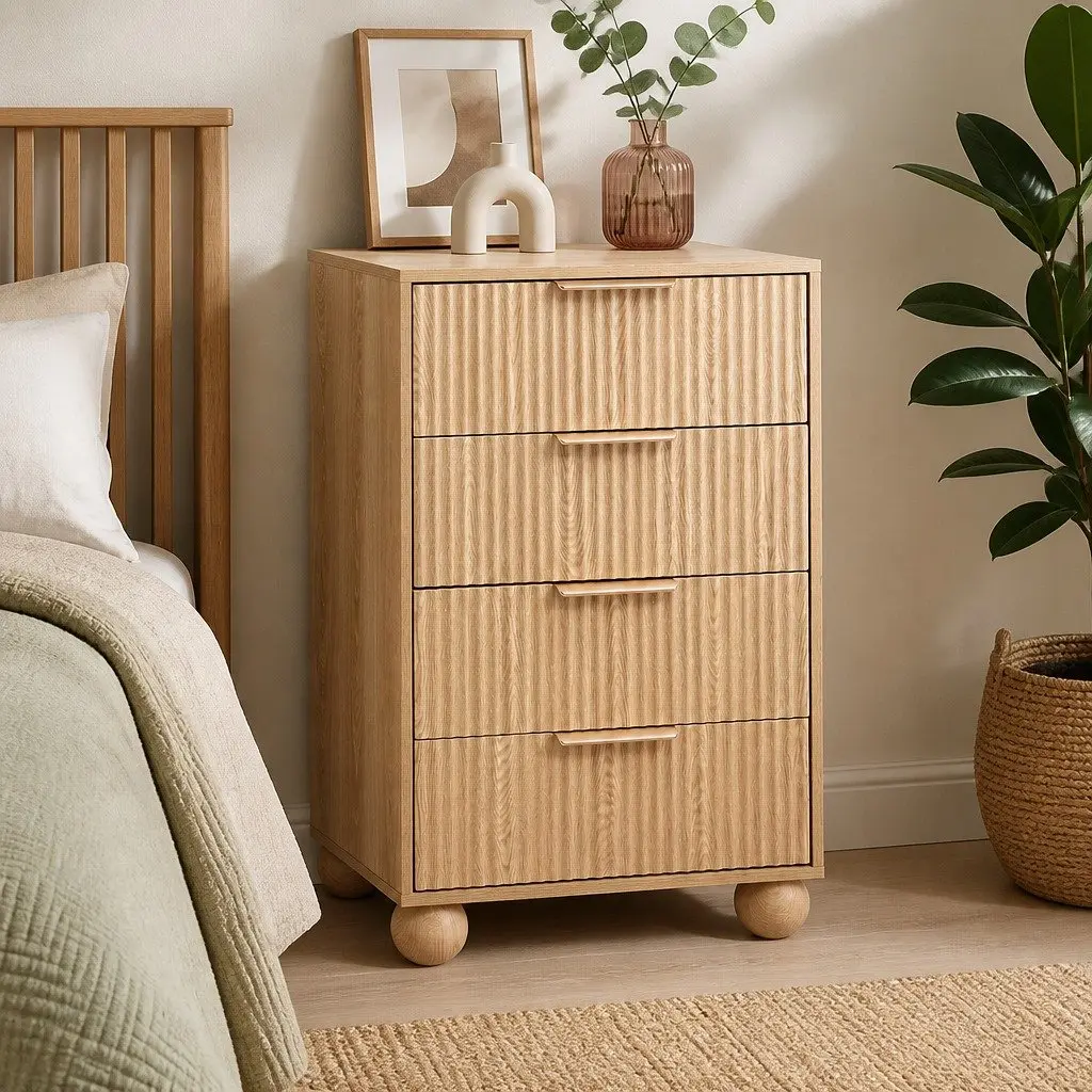 4 Drawer Chest of Drawers Storage Cabinet Tallboy Pine