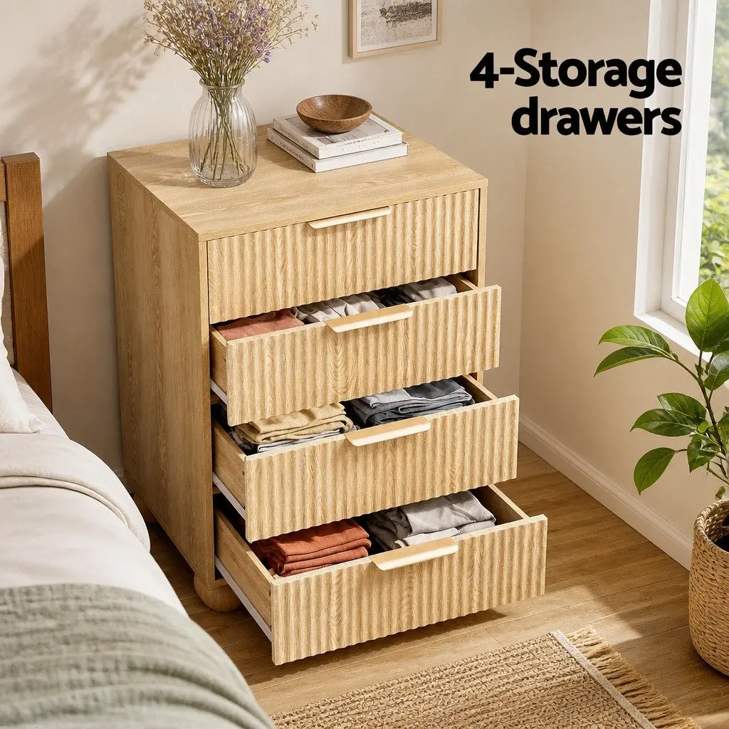 4 Drawer Chest of Drawers Storage Cabinet Tallboy Pine
