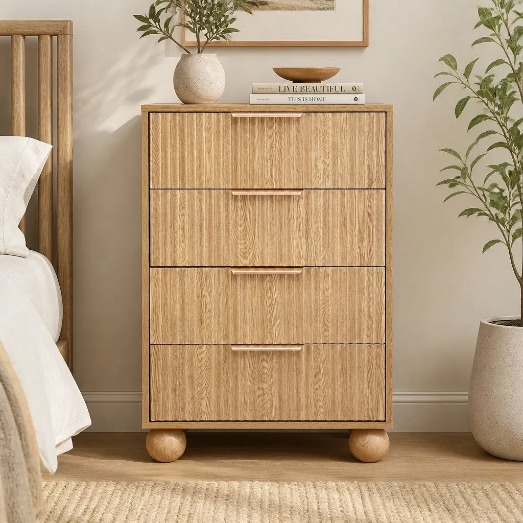 4 Drawer Chest of Drawers Storage Cabinet Tallboy Pine