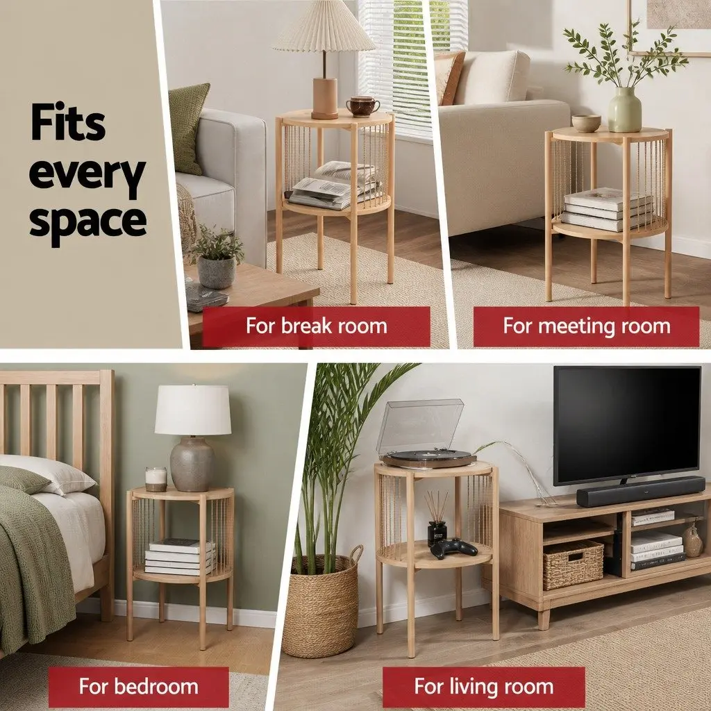 2-Tier Round End Tables Set of 2 with Sturdy Construction