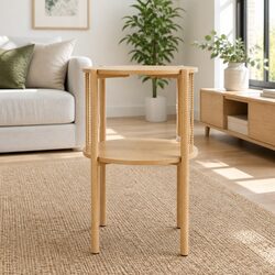 2-Tier Round Coffee Table with MDF and Metal Frame