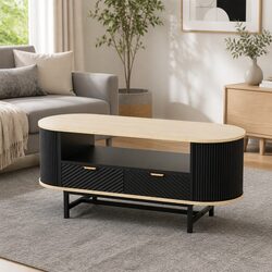 Coffee Table with Storage: 2 Drawers and Open Shelf