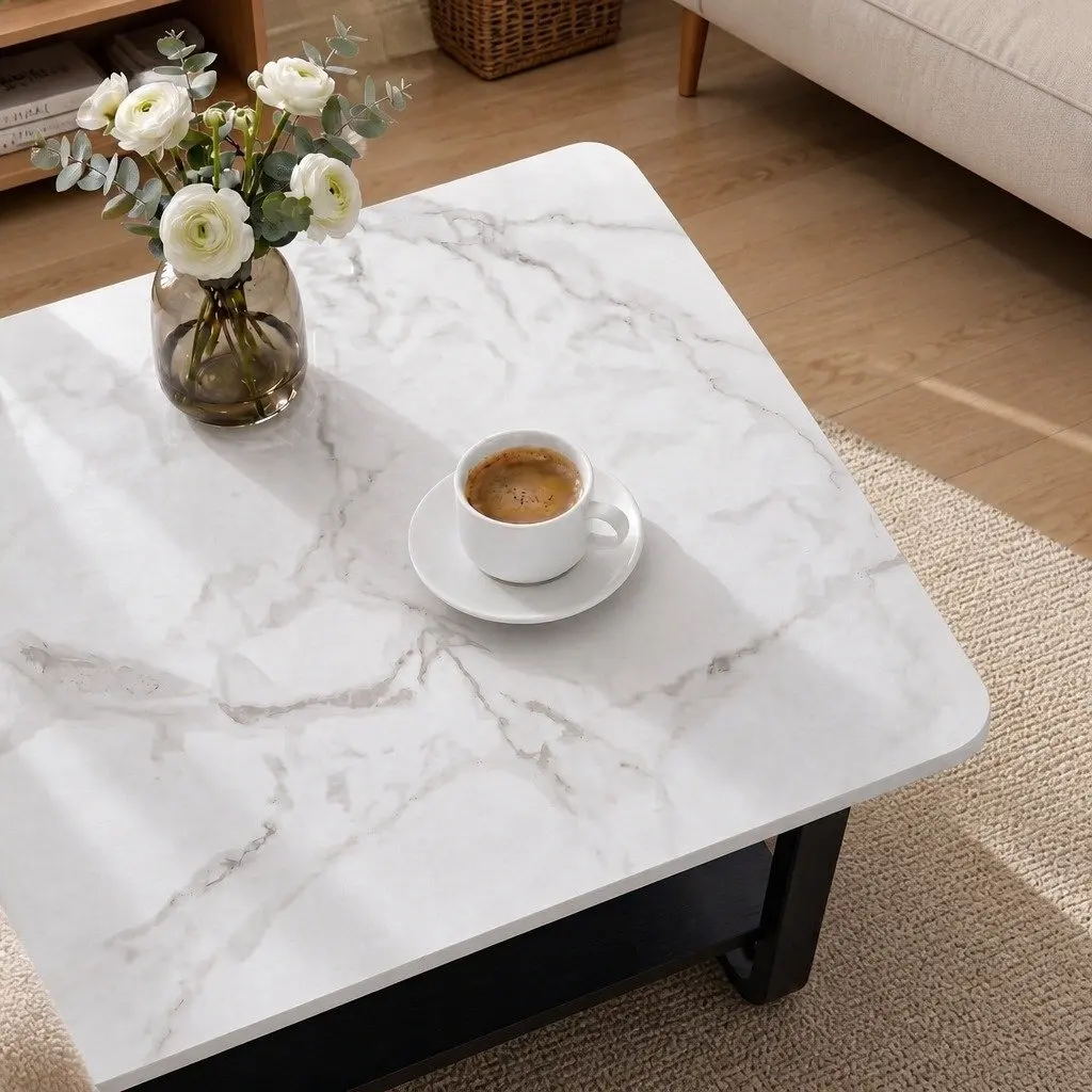 2-Tier Coffee Table 80CM with Marble Top