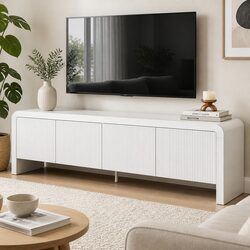Functional White TV Unit 180cm Storage Cabinet
