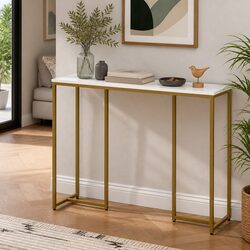 Marble Effect Console Table with Metal Frame
