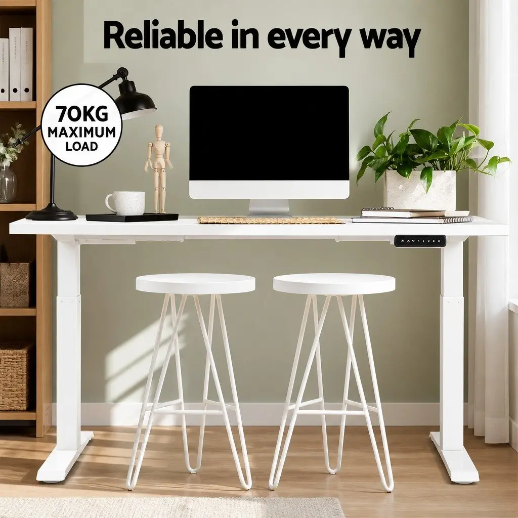 Motorised Standing Desk Height Adjustable Frame White 140cm