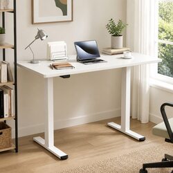 Height Adjustable Motorised Desk Frame Dual Motor White 140cm