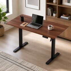 Dual Motor Walnut Electric Standing Desk, 140cm Dimensions