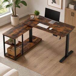 Adjustable Electric Standing Desk L-Shaped Office Workstation
