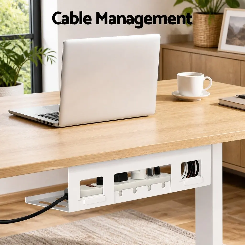 Height Adjustable Electric Desk Touch Control Oak 140CM Sit Stand Workstation
