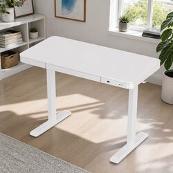 Motorised Adjustable Height Office Desk with Drawer 120cm