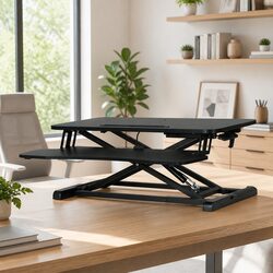Black Height Adjustable Desk Riser for Office Use