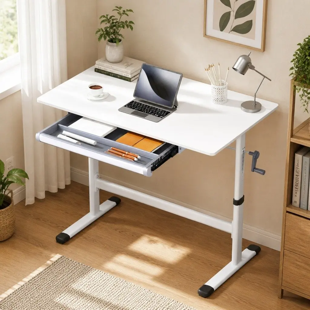 Height Adjustable Standing Desk Compact 100CM White