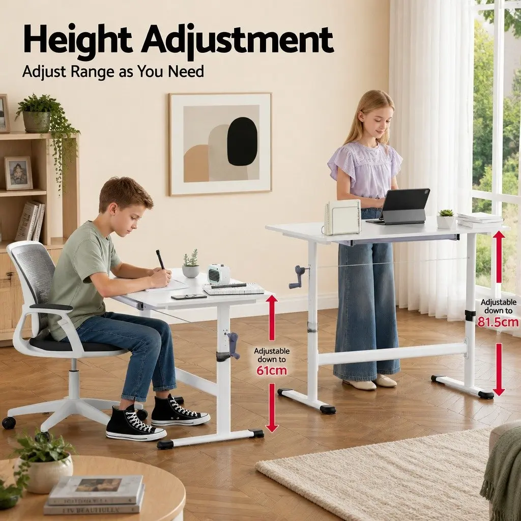 Height Adjustable Standing Desk Compact 100CM White