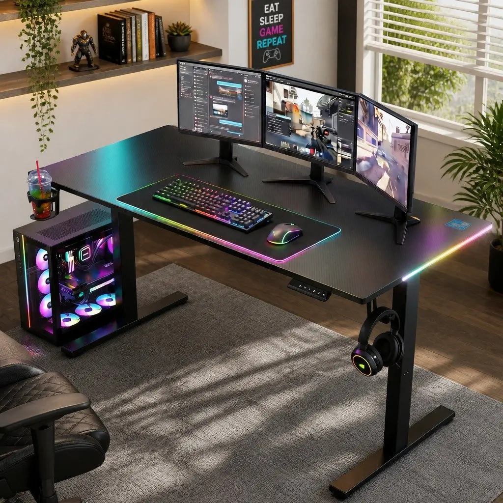 Electric Standing Desk Height Adjustable 140cm Black