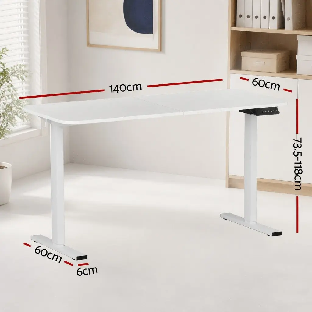Motorised Adjustable Electric Desk White 140cm Height Control Home Office