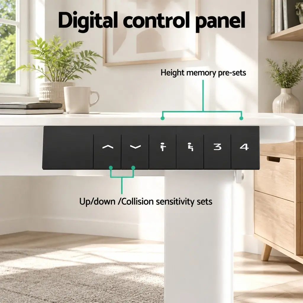 Electric Standing Desk Motorised Adjustable Height Office Workstation White 120cm x 60cm