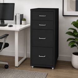 4 Drawer Filing Cabinet with Steel Frame and Aluminium Handles