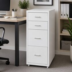 4 Drawer Filing Cabinet with White Steel Frame