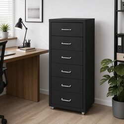 Compact 6 Drawer Steel Filing Cabinet for Workspace