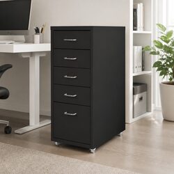 5 Drawer Filing Cabinet for Office Storage - Black
