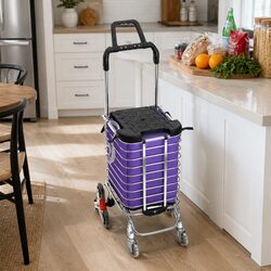 Compact Foldable Shopping Cart with Stair Climbing Wheels
