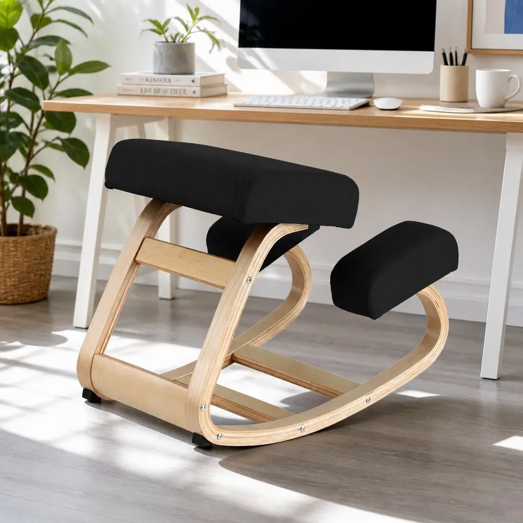 Kneeling Chair Ergonomic Posture Memory Foam Compact Black