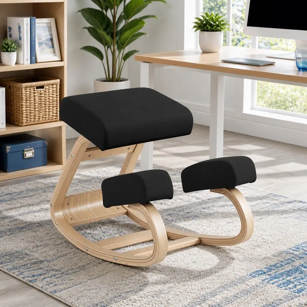 Kneeling Chair Ergonomic Posture Memory Foam Compact Black