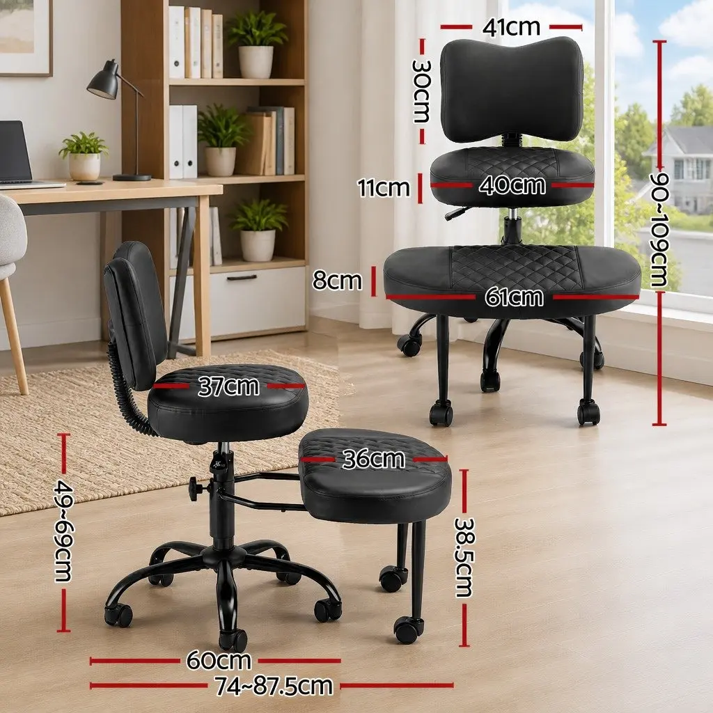 Kneeling Chair Ergonomic Adjustable Height Black Meditation Seat for Office Use