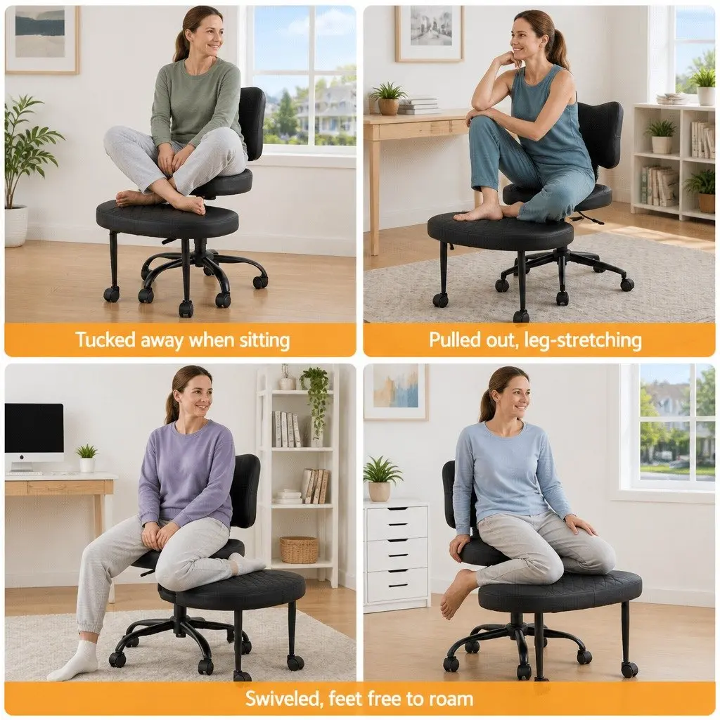Kneeling Chair Ergonomic Adjustable Height Black Meditation Seat for Office Use
