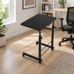 Mobile Laptop Desk with Adjustable Height and Wheels - Black 60CM