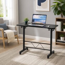 Adjustable Mobile Laptop Desk with Steel Frame and MDF Top