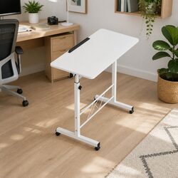 Adjustable Height Mobile Laptop Desk 80CM White