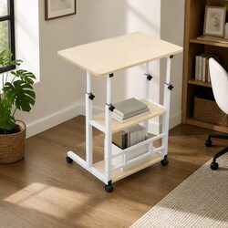 Mobile Laptop Desk - Height Adjustable Workstation 60CM White
