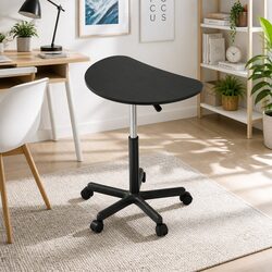 Portable Laptop Desk with Caster Wheels - Height Adjustable 60cm Black