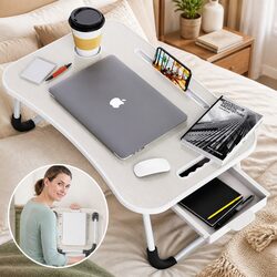 Compact Laptop Desk with Foldable Design and Storage