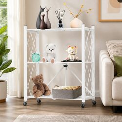 3-Tier Storage Shelf with Lockable Wheels for Versatile Use