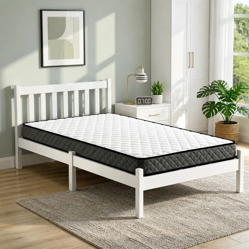 White Pine Single Bed Frame with Hybrid Spring Mattress