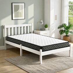 White Pine Single Bed Frame with Hybrid Spring Mattress