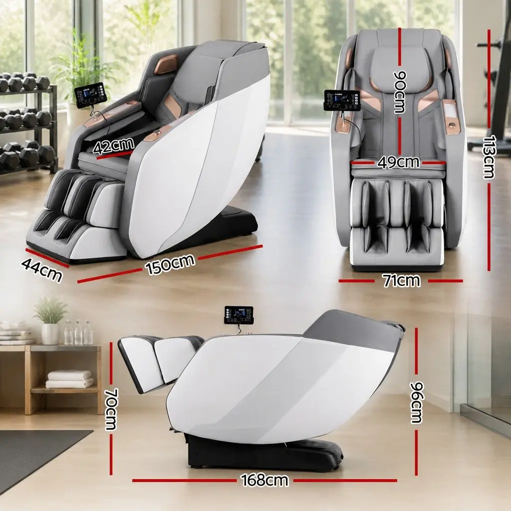 Electric Massage Chair Full Body Heat Therapy Bluetooth Speaker Grey