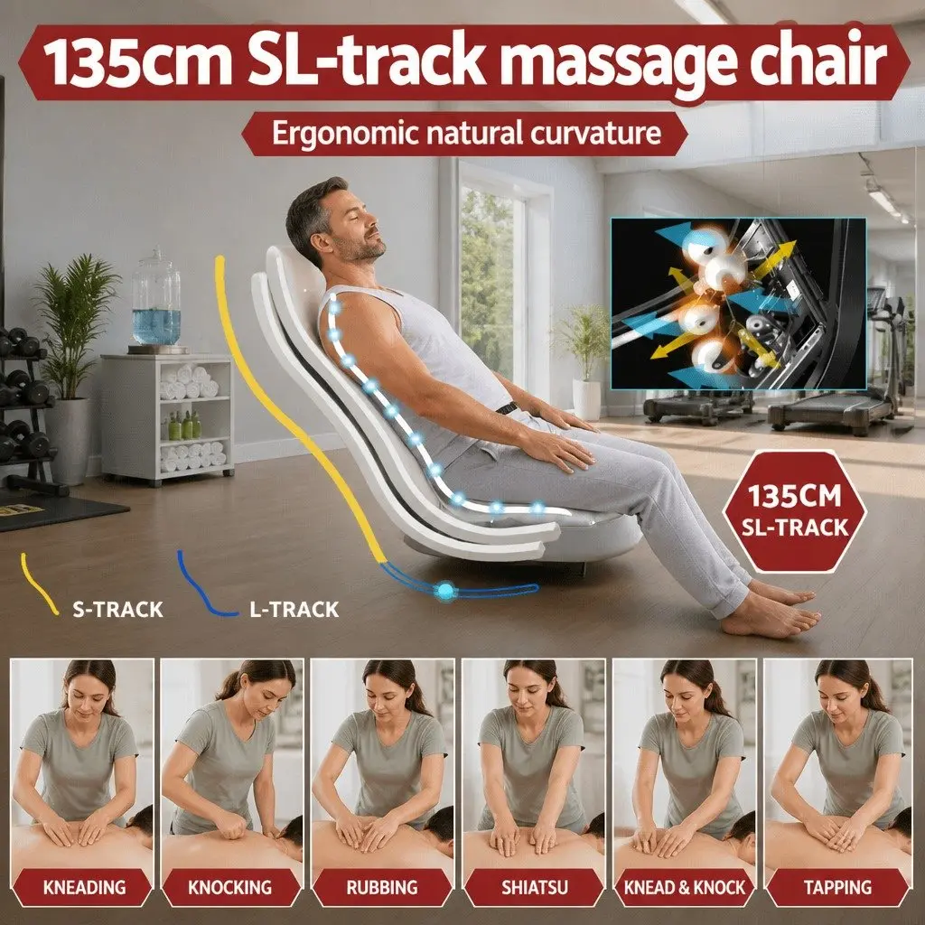 Electric Massage Chair Full Body Heat Therapy Bluetooth Speaker Grey