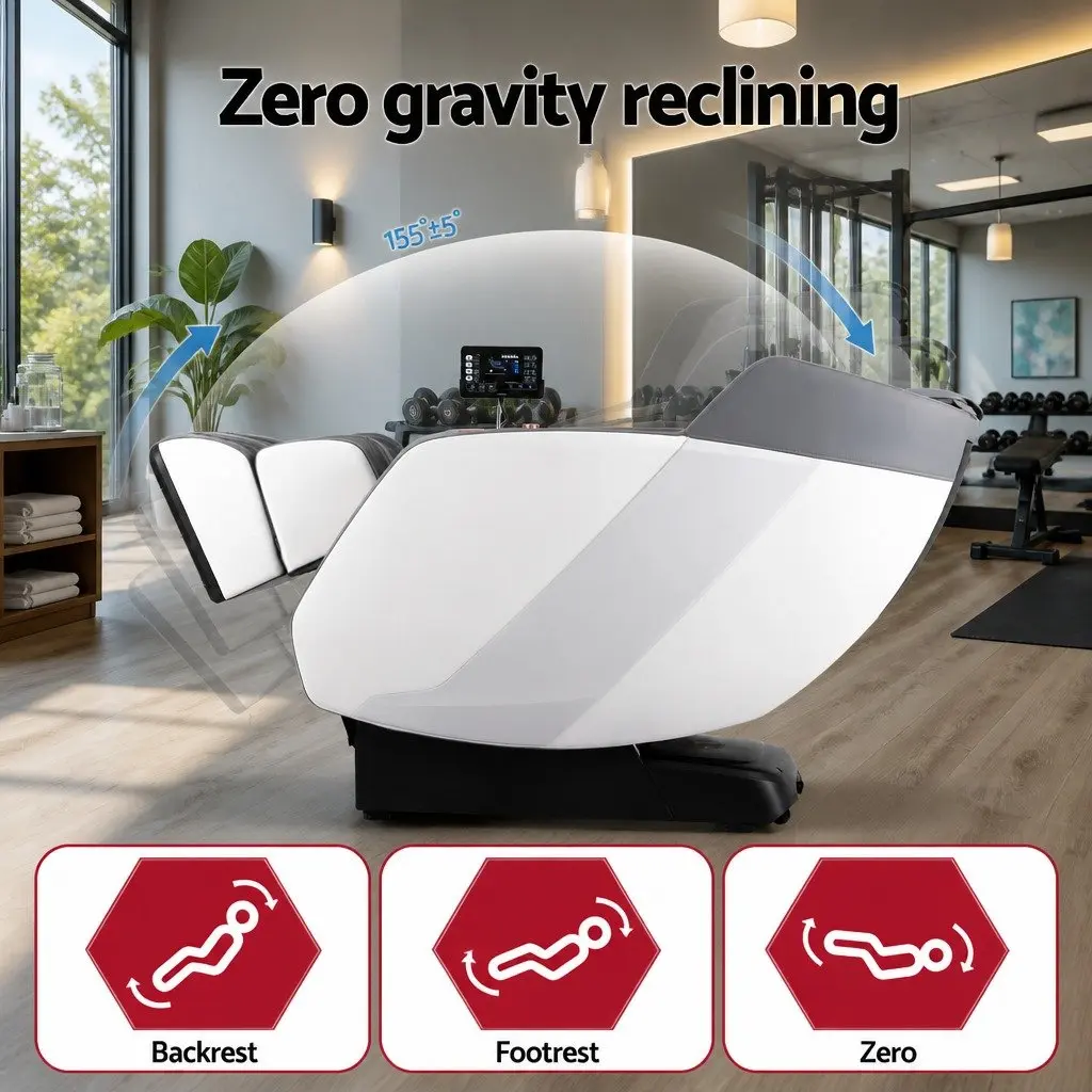Electric Massage Chair Full Body Heat Therapy Bluetooth Speaker Grey