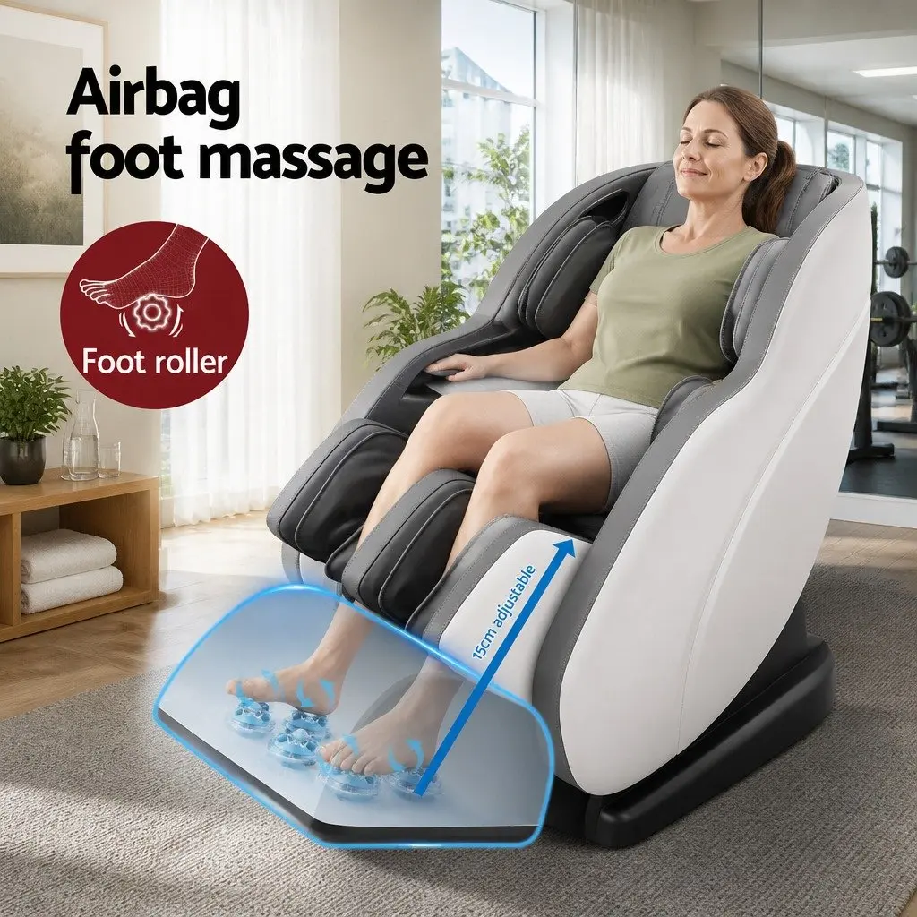 Electric Massage Chair Full Body Heat Therapy Bluetooth Speaker Grey