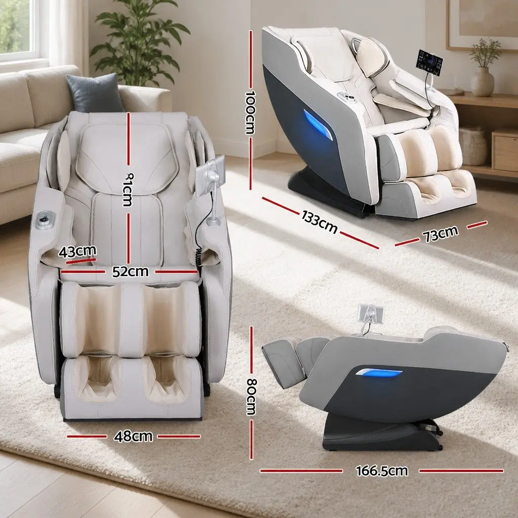 Electric Massage Chair Zero Gravity Full Body Recliner Grey