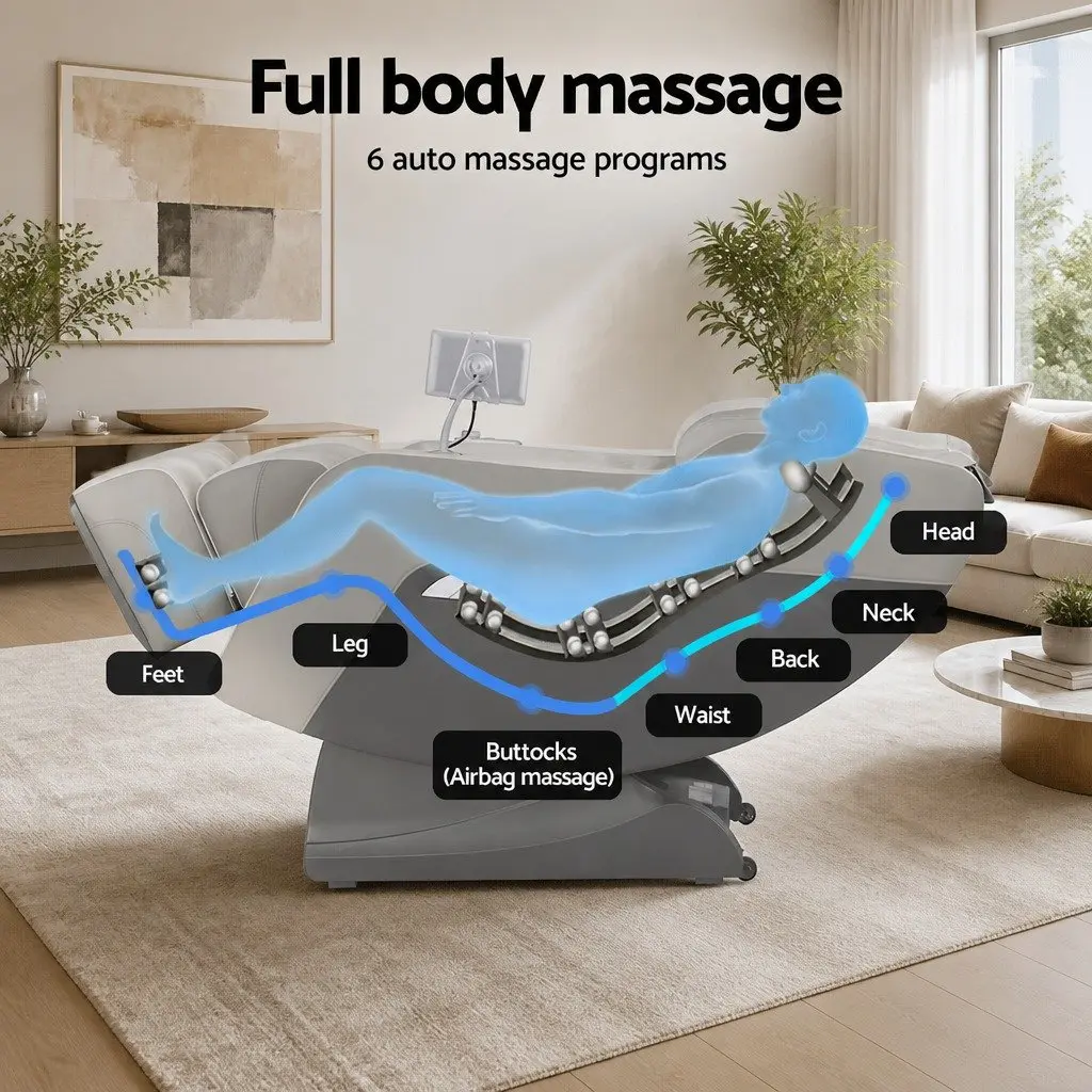 Electric Massage Chair Zero Gravity Full Body Recliner Grey