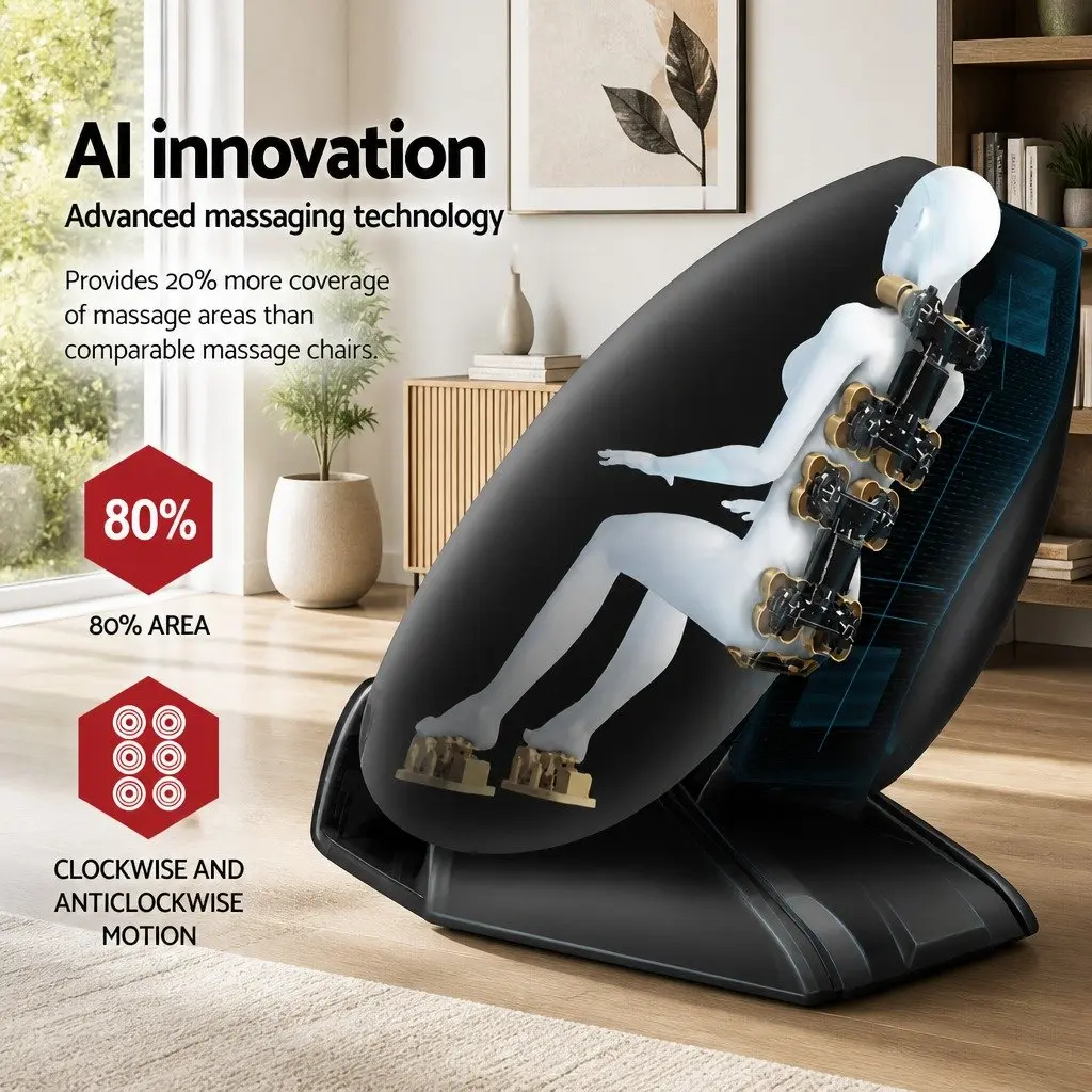 Electric Massage Chair Full Body Zero-Gravity Heated Black
